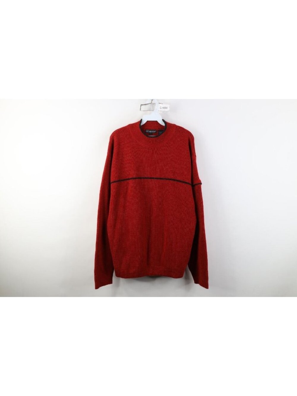 Vintage 90s Y2K Streetwear Mens Large Heavyweight Wool Blend Knit Sweater Red